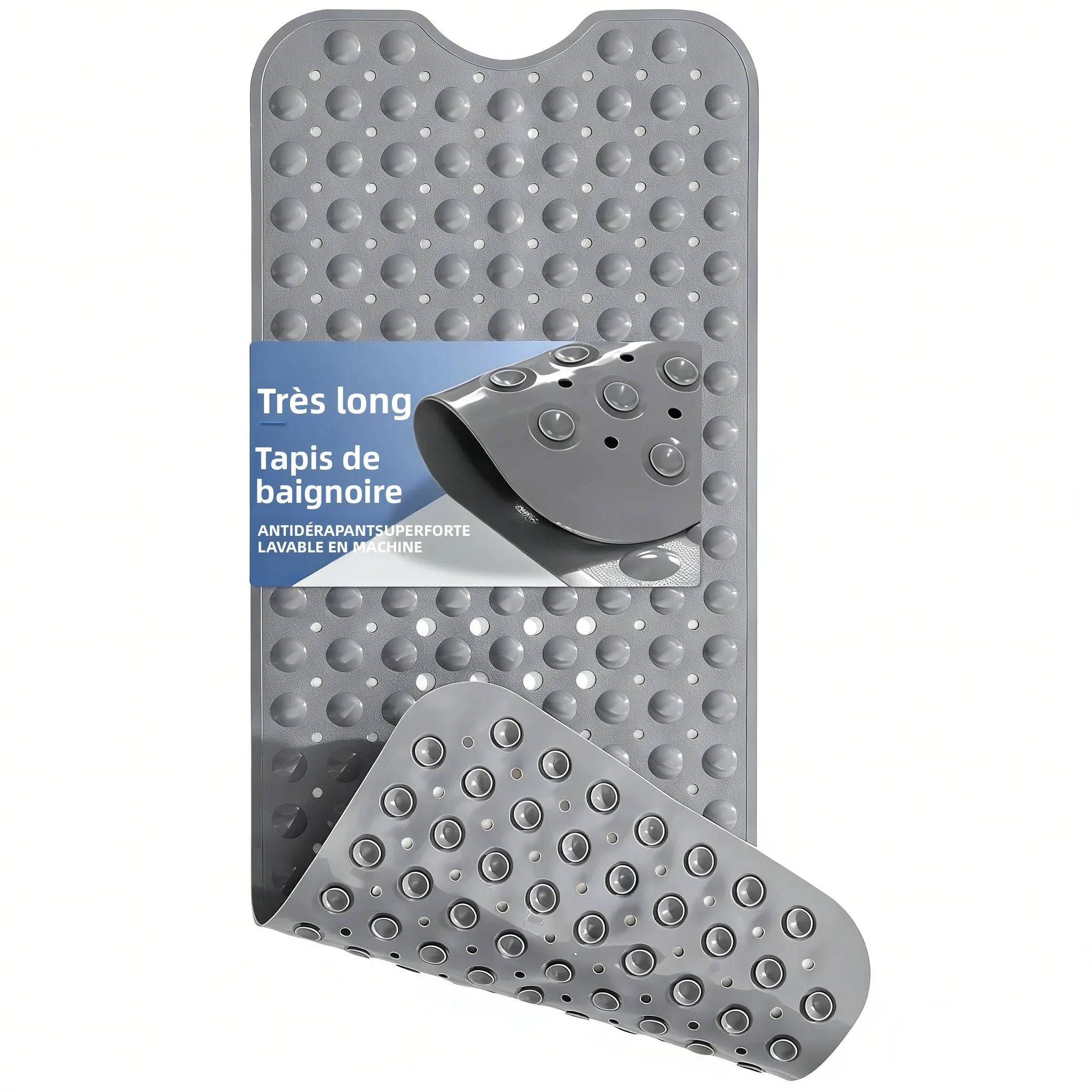 Tapis de Baignoire Extra Long à Ventouses Antidérapantes