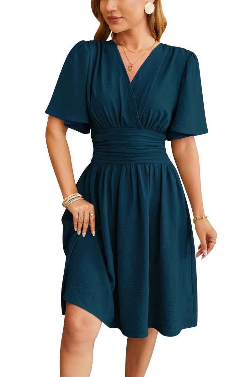 Robe en Coton à Col V & Taille Cintrée - Collection Été 2024