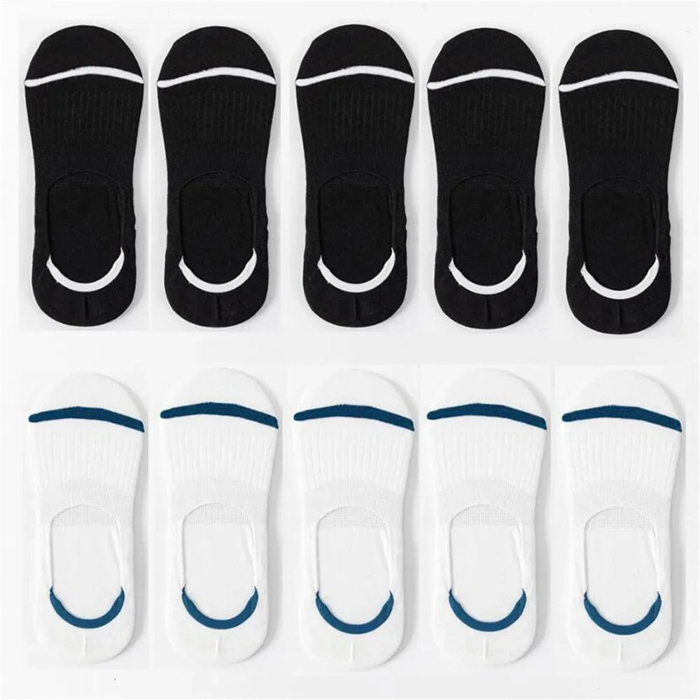 Pack of 10 Non-Slip Invisible Socks for Summer