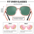 Sur Lunettes de Soleil Polarisées à Porter par-Dessus des Lunettes de Vue Femme – Protection UV400