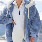 Manteau Chaud Femme en Fausse Fourrure à Capuche