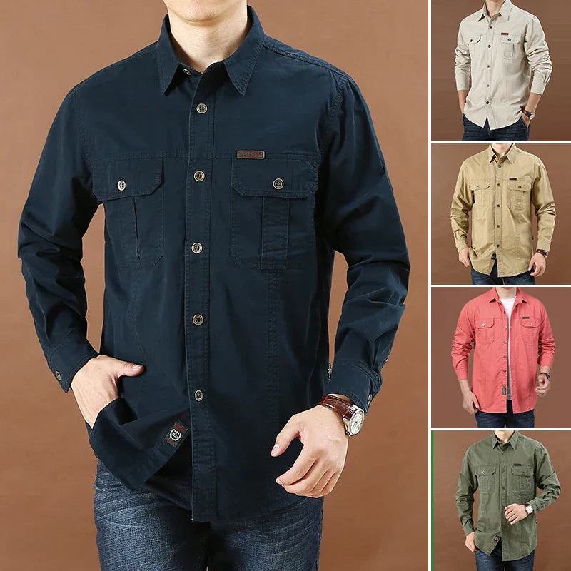 Chemise Style Armée 100% Coton - Printemps/Automne