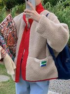 Veste patchwork Teddy réversible pour femme