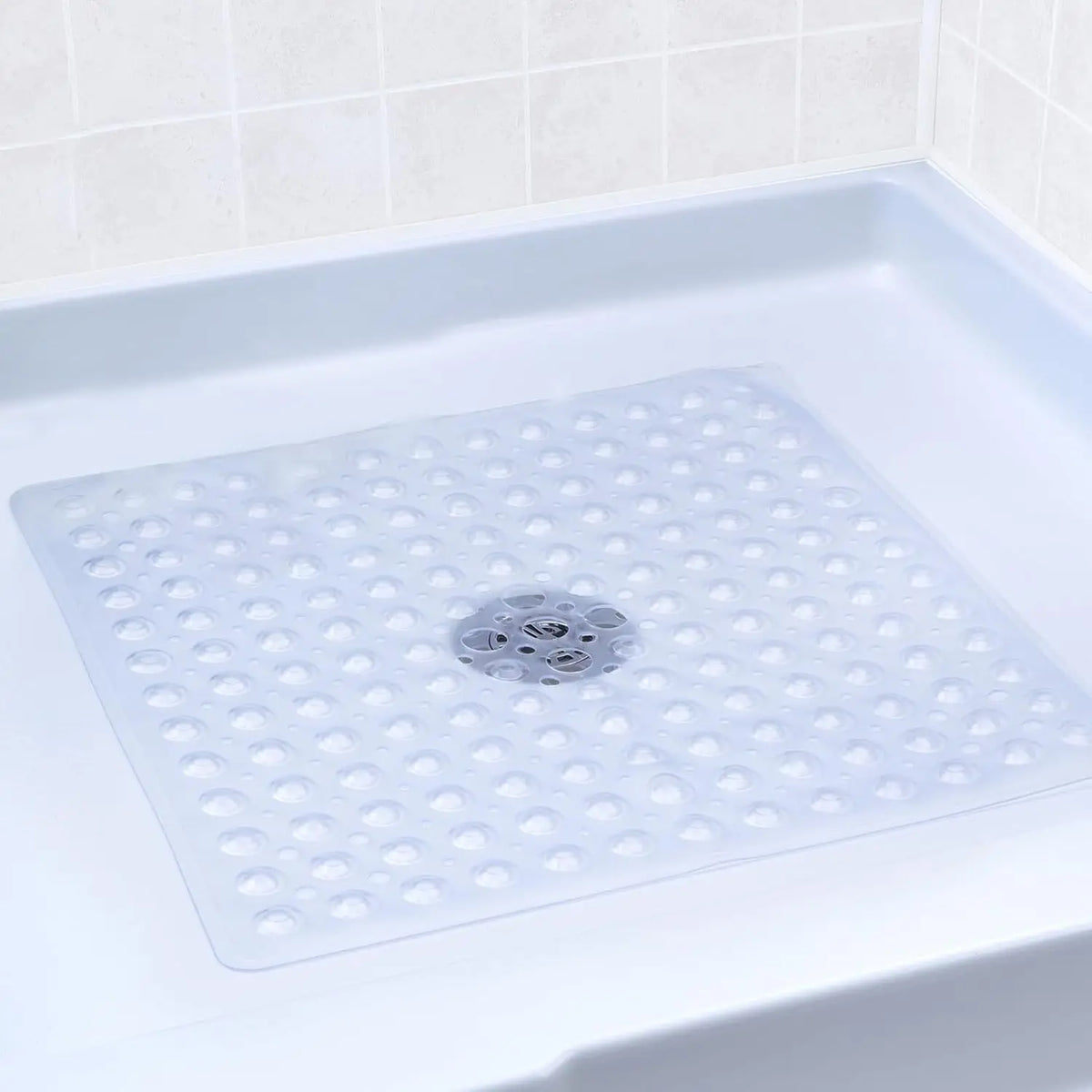 Tapis de Douche Antidérapant 53×53 cm – Ventouses et Trous de Drainage