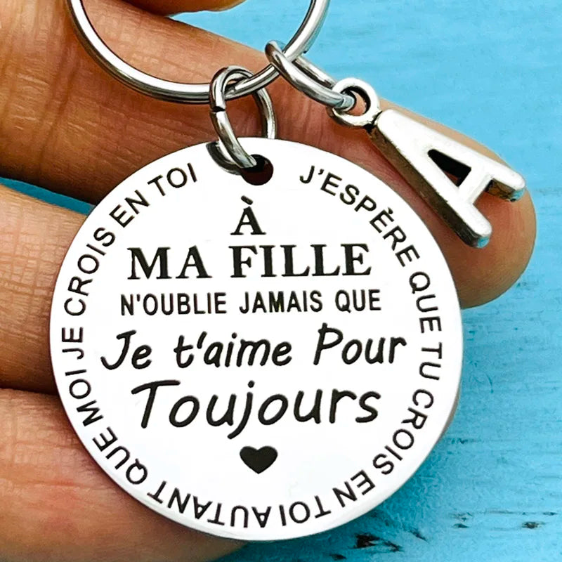 Porte-clé à offrir "Mon fils" ou "Ma fille" avec initiale