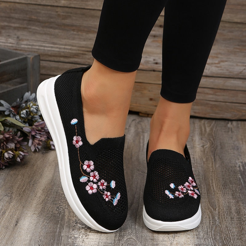 Mocassins respirants à motif floral