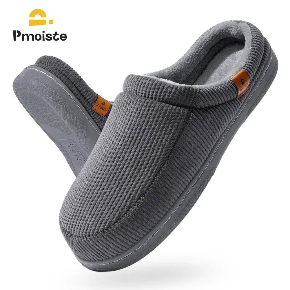 Pantoufles Homme Hiver en Velours Côtelé Doux