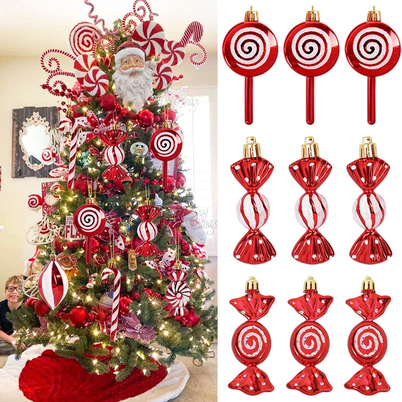 Lot de 6 Suspensions Bonbons de Noël