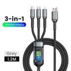 Chargeur USB Multi-Connectique 3 en 1 - 100W Haute Vitesse