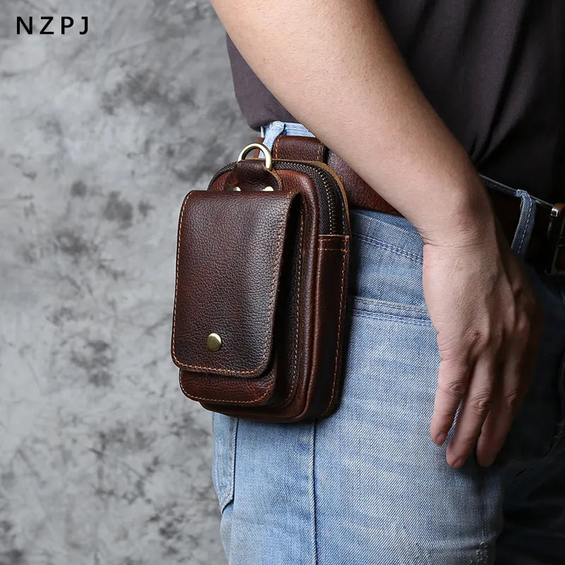 Sacoche de ceinture en cuir véritable