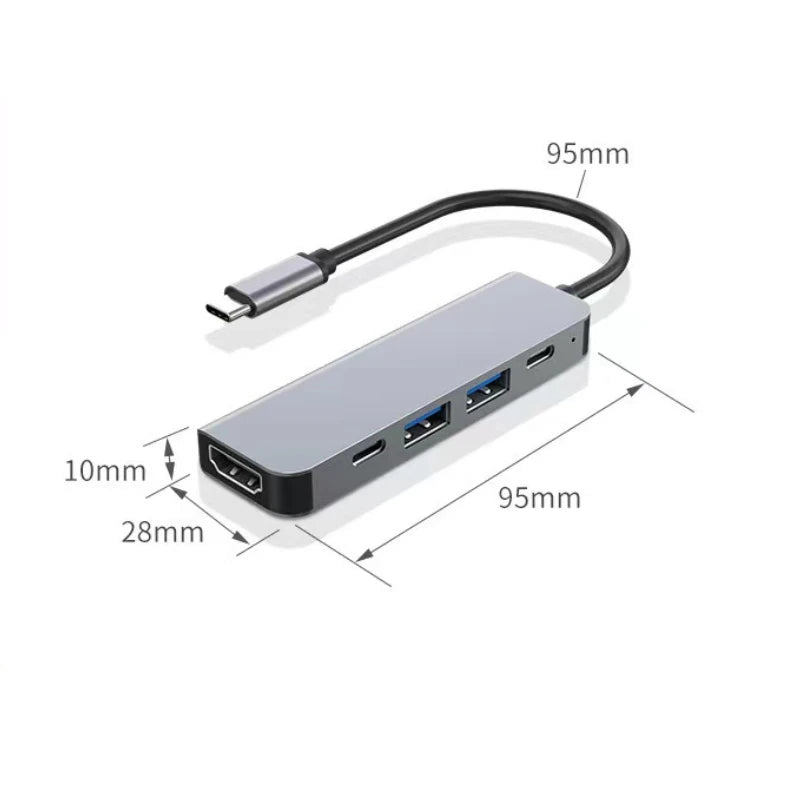 Hub USB-C Multiports avec HDMI 4K et Charge PD – Adaptateur USB 3.0 pour PC, MacBook et Tablette