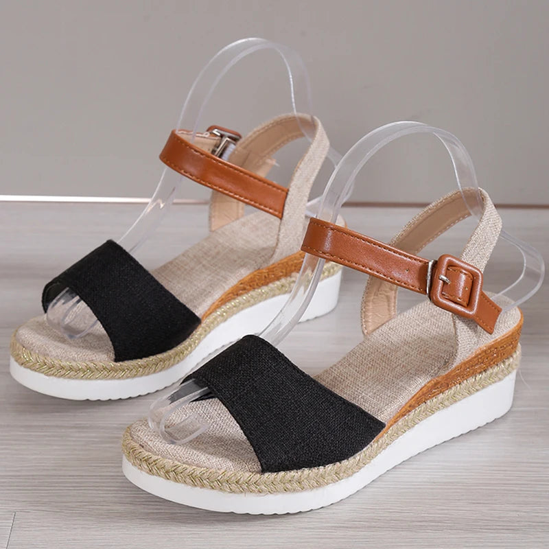 Sandales Confortables Peep-Toe à Bride Réglable