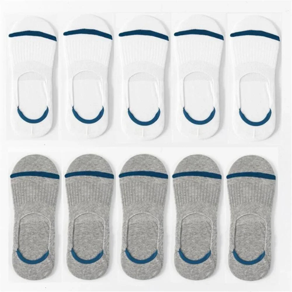 Pack of 10 Non-Slip Invisible Socks for Summer