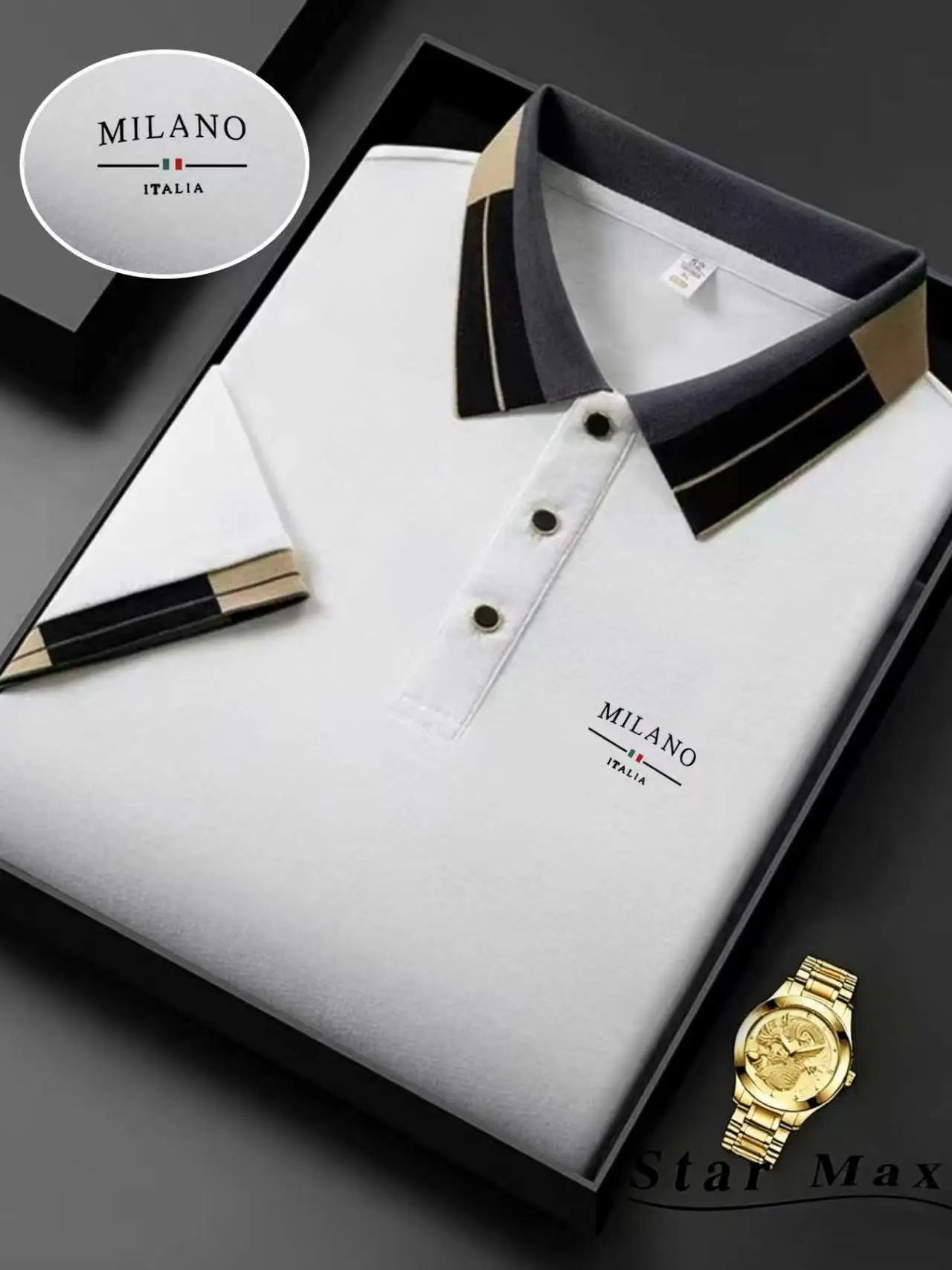 Men's Luxury Embroidered Horse Polo Shirt – Short Sleeve, Milan Style and Business Casual Elegance