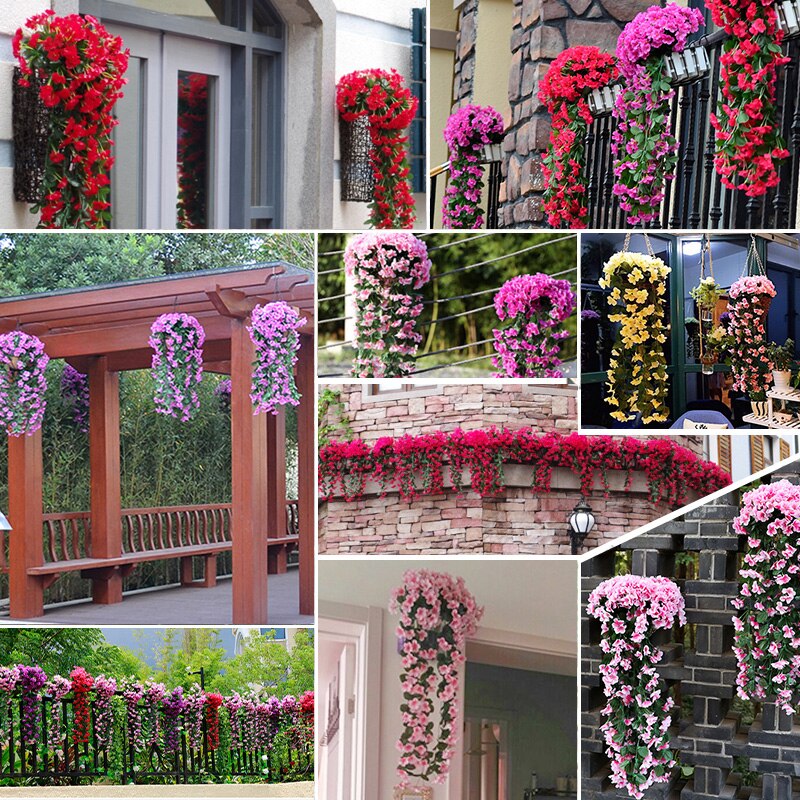 Panier de fleurs suspendu - Violettes, Orchidées, Roses..