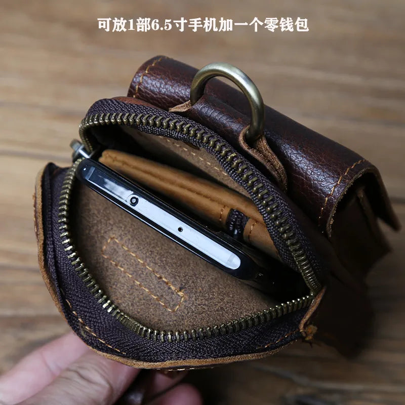 Sacoche de ceinture en cuir véritable