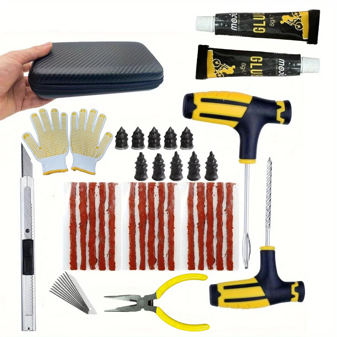 Set Anti-Crevaison d’Urgence – Colle + Mèches Incluses