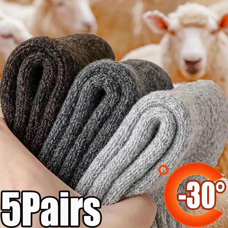 5 Paires de Chaussettes en laine mérinos Chaudes et confortables