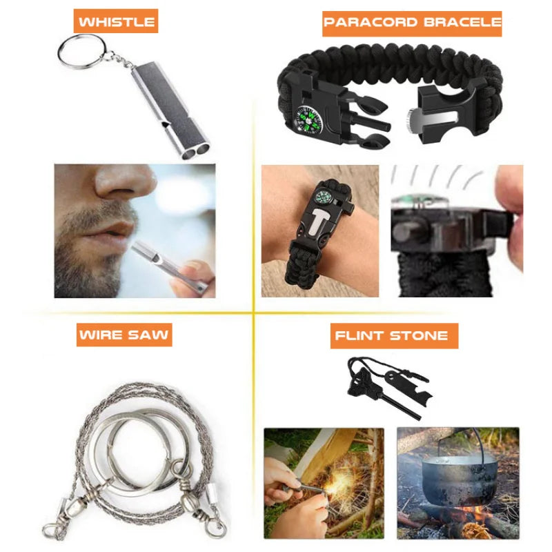 Kit de survie militaire pour aventure en plein air