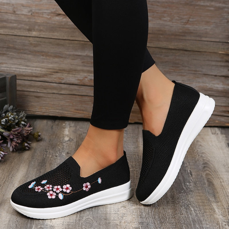 Mocassins respirants à motif floral