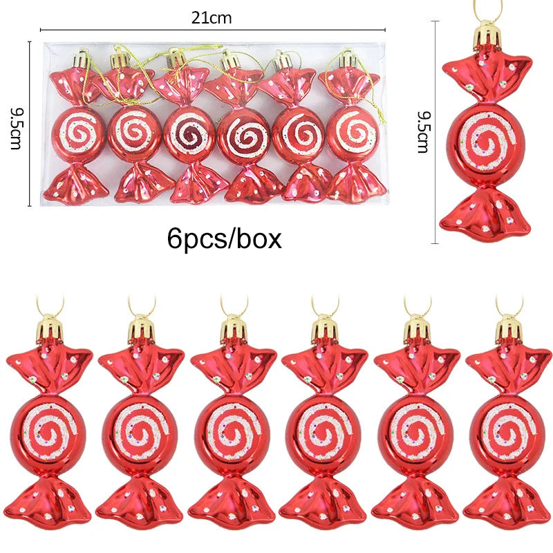 Lot de 6 Suspensions Bonbons de Noël