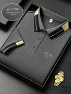 Polo Homme Luxe Brodé Cheval – Manches Courtes, Style Milan et Élégance Business Casual