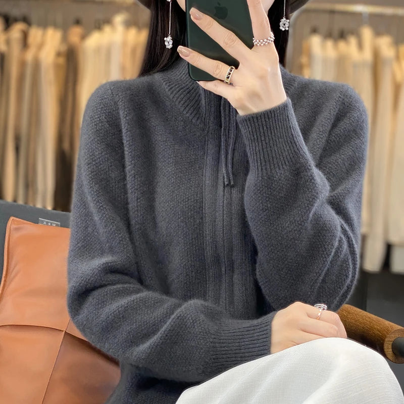 Cardigan chaud à double fermeture éclair - Femme