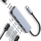 Hub USB-C Multiports avec HDMI 4K et Charge PD – Adaptateur USB 3.0 pour PC, MacBook et Tablette