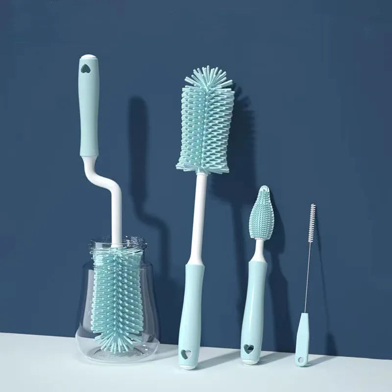 Ensemble de brosses en silicone pour nettoyage verre, biberons et paille