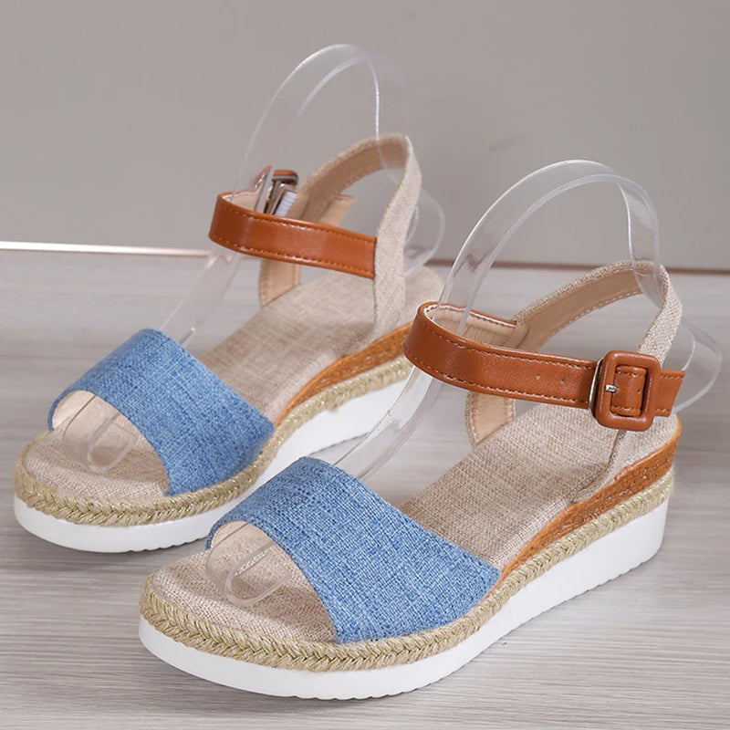 Sandales Confortables Peep-Toe à Bride Réglable