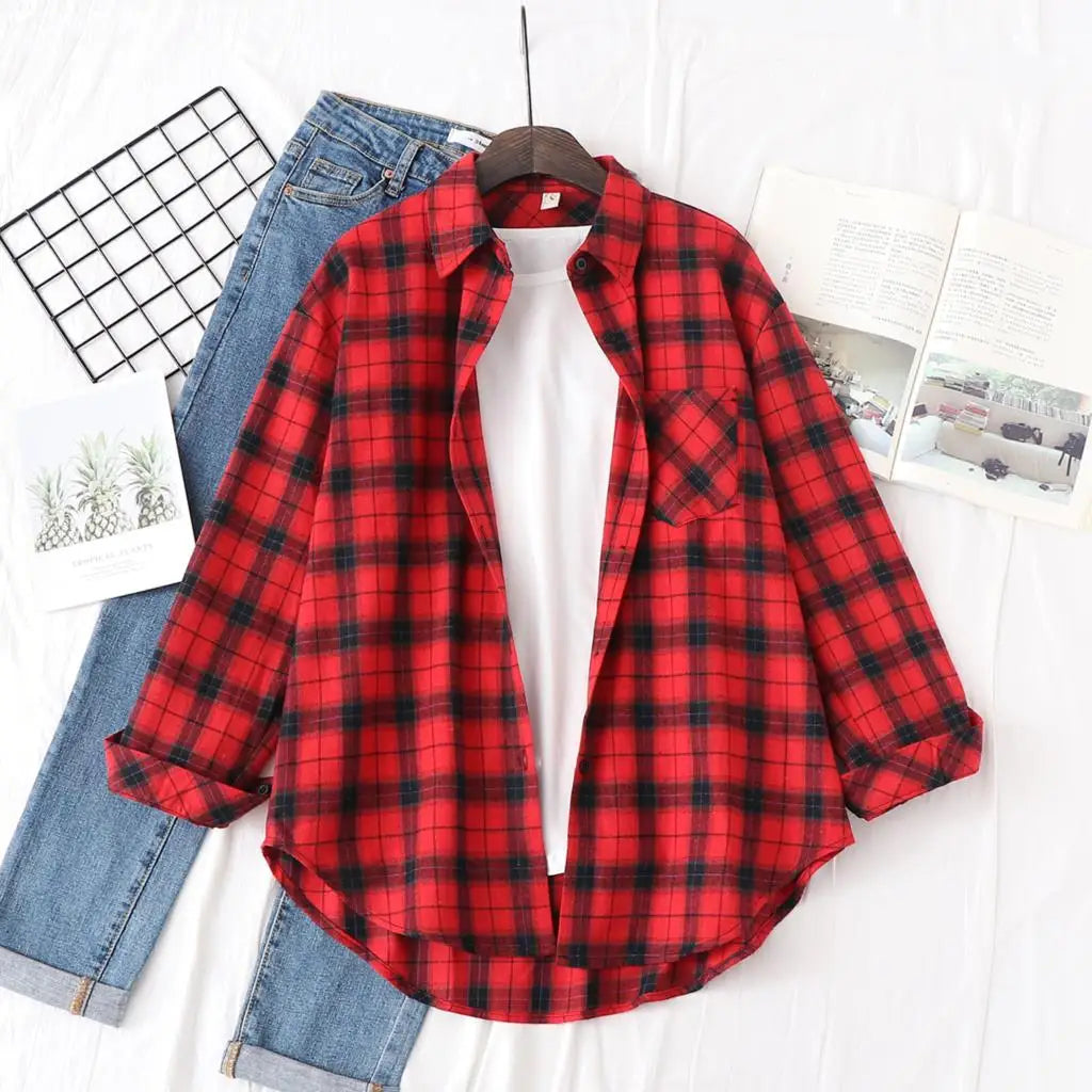 Chemise à Carreaux en Flanelle Douce – Femme