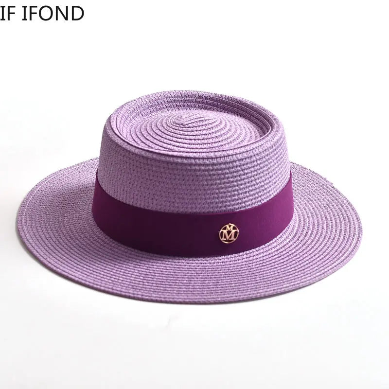 Chapeau de Paille Coloré à Ruban - 17 Couleurs