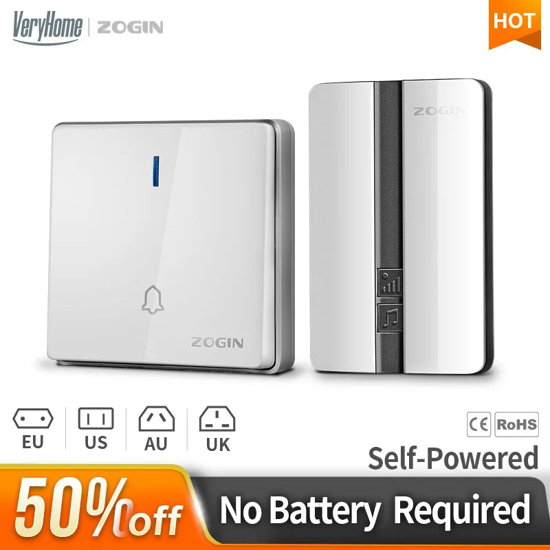 Self-powered and waterproof wireless doorbell - New Generation