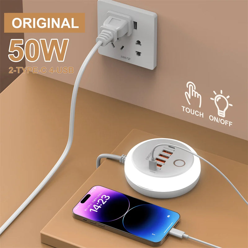 Station de Charge USB 6 Ports avec LED Tactile