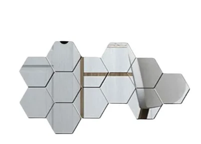 24 Self-Adhesive 3D Hexagonal Mirrors
