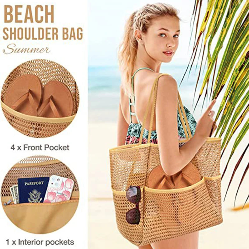 Sac de plage d'été en maille de grande capacité