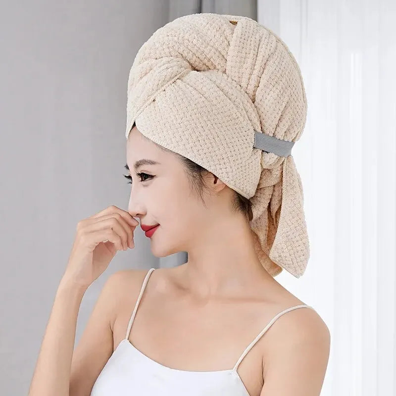 Turban de Bain Super Absorbant avec Bande Élastique - Séchage Express