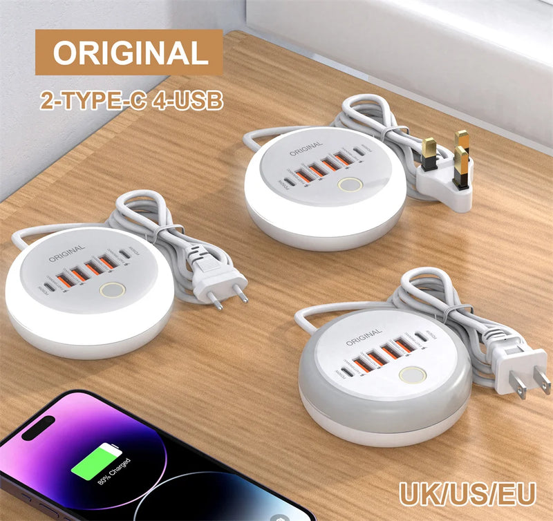 Station de Charge USB 6 Ports avec LED Tactile