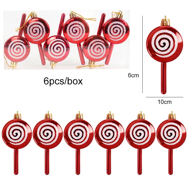 Lot de 6 Suspensions Bonbons de Noël