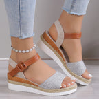 Sandales Confortables Peep-Toe à Bride Réglable