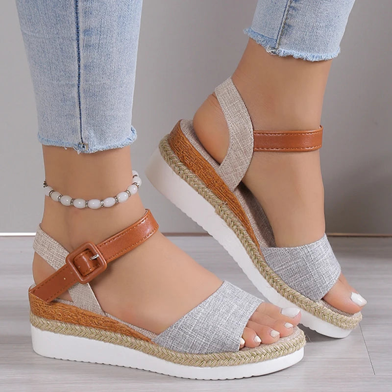 Sandales Confortables Peep-Toe à Bride Réglable