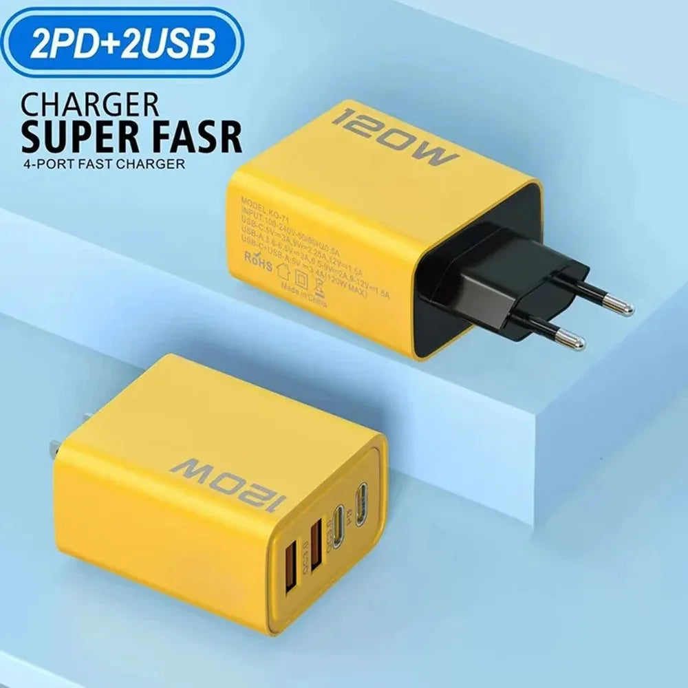 Chargeur 120W Ultra Compact - 2 USB + 2 Type-C