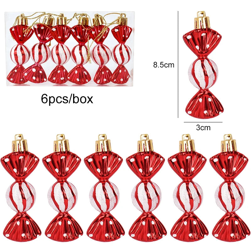Lot de 6 Suspensions Bonbons de Noël