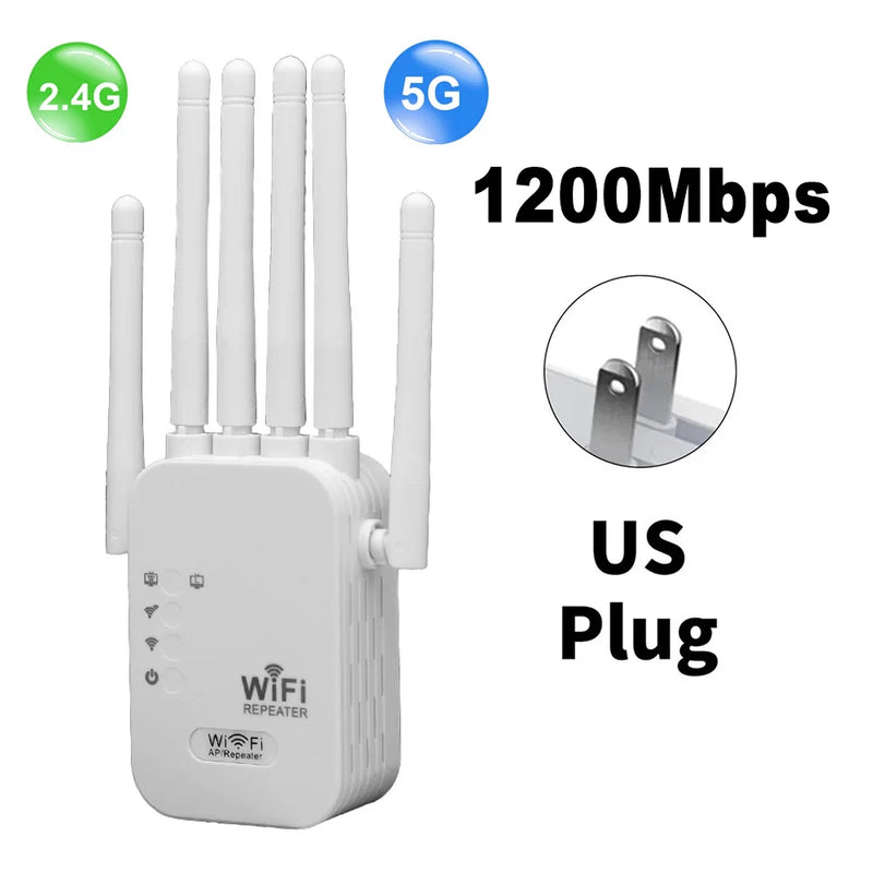 Répéteur WiFi Sans Fil 1200Mbps - Booster de Signal WiFi 2.4G 5G
