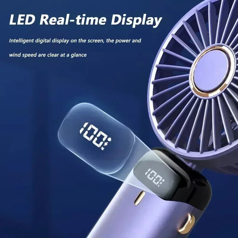Mini ventilateur portable et pliable avec affichage de la batterie