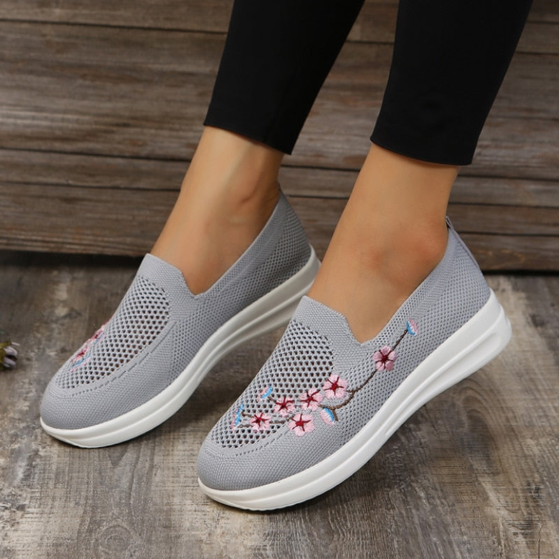 Mocassins respirants à motif floral