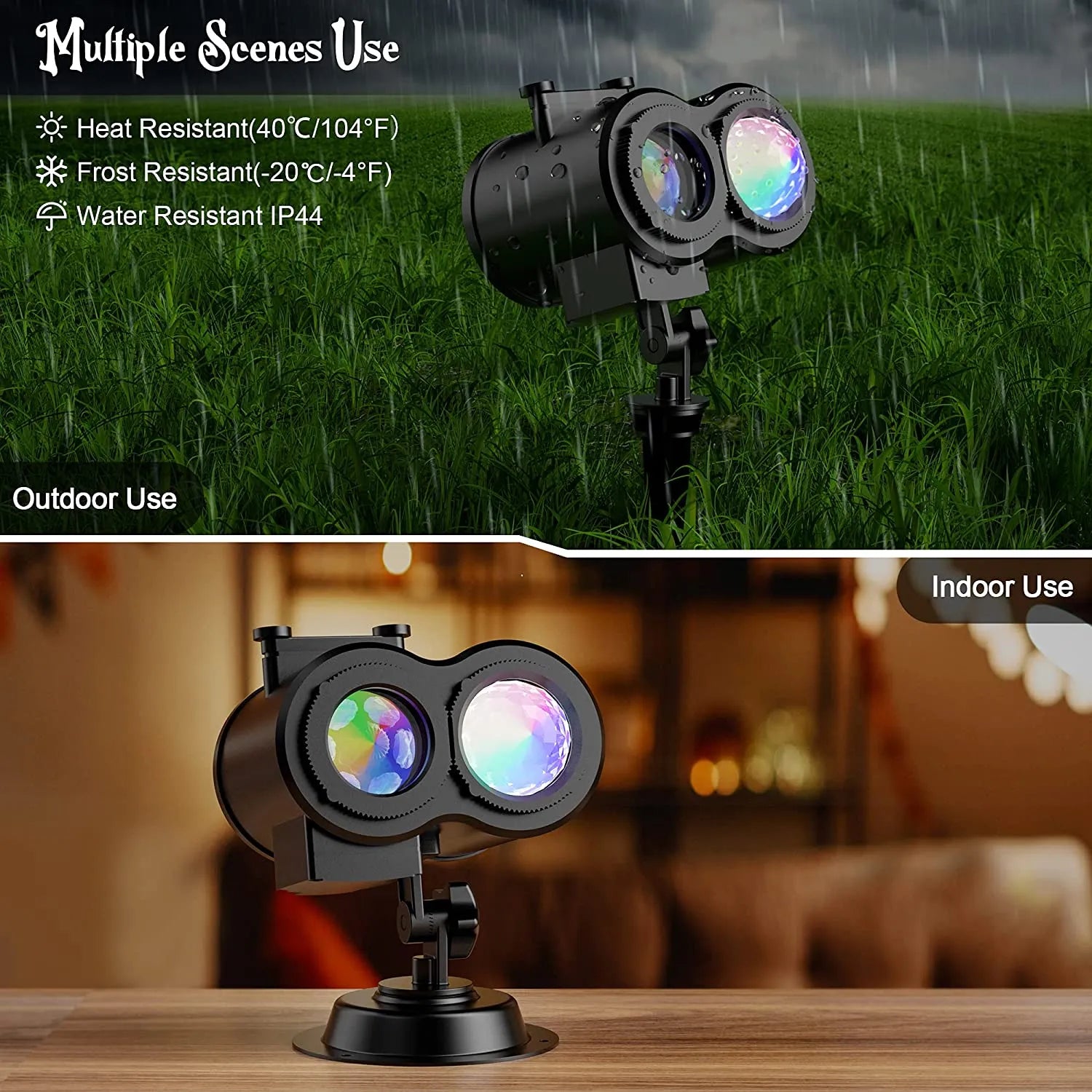 Mini projecteur d'extérieur spécial fêtes - 12 diapositives avec télécommande