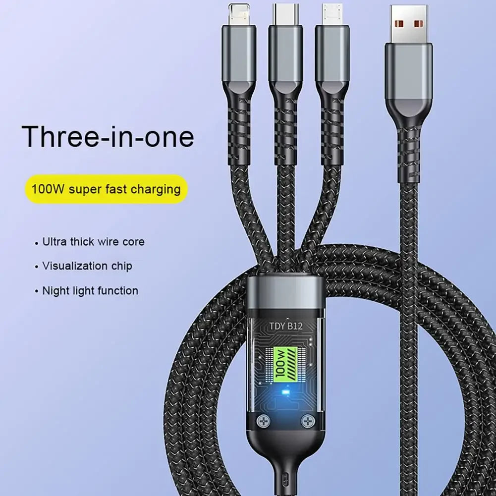Chargeur USB Multi-Connectique 3 en 1 - 100W Haute Vitesse