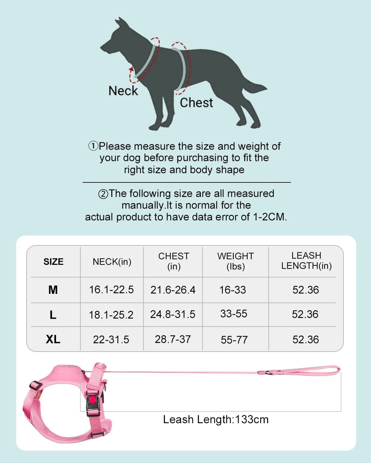 Harnais pour chien avec laisse rétractable intégrée