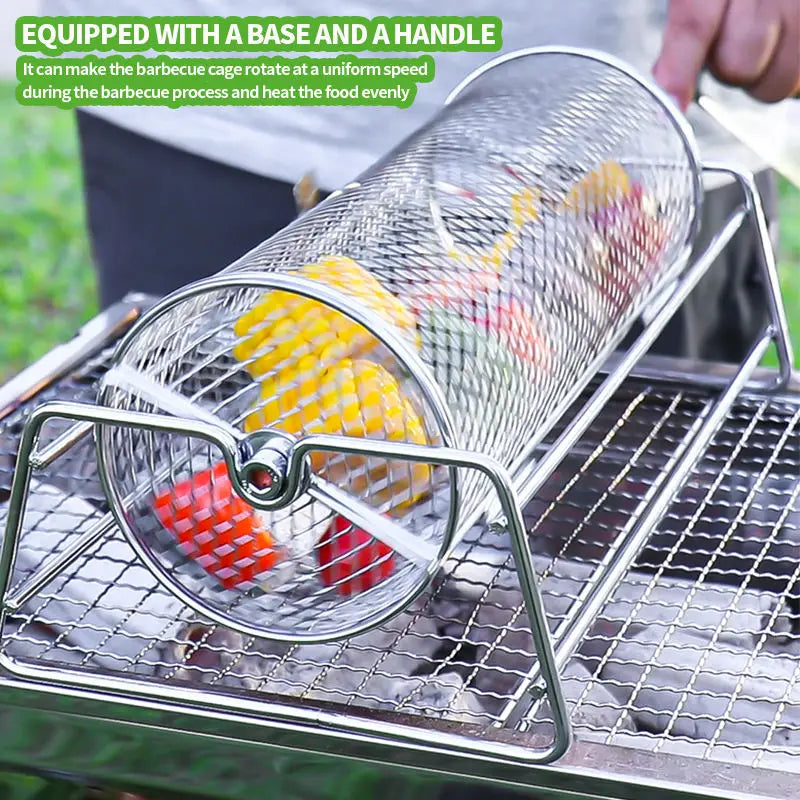 Panier à Barbecue Rotatif en Acier Inoxydable